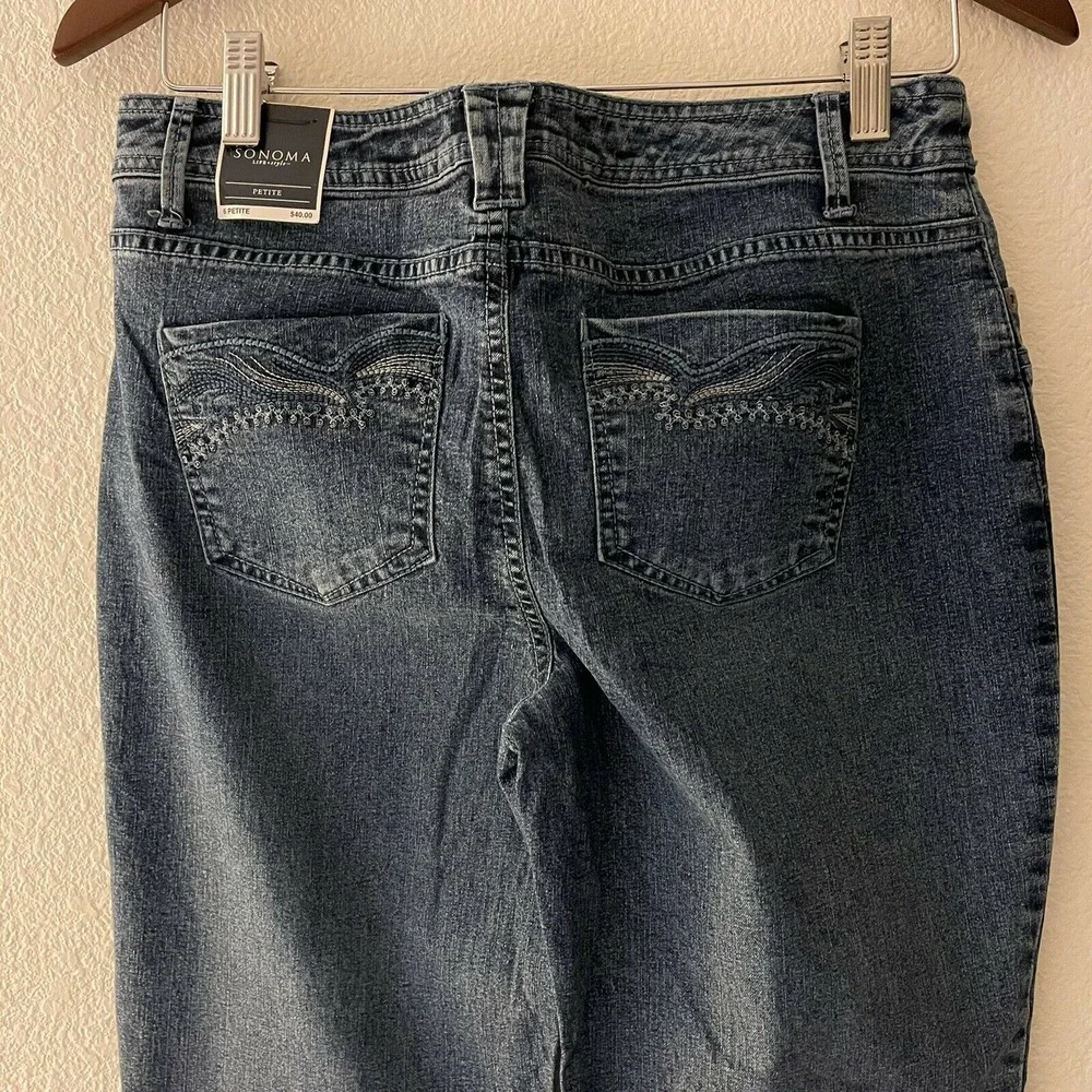 Sonoma Women's Indigo Straight Jeans Size 6P Petite Blue Medium Wash Pant‎